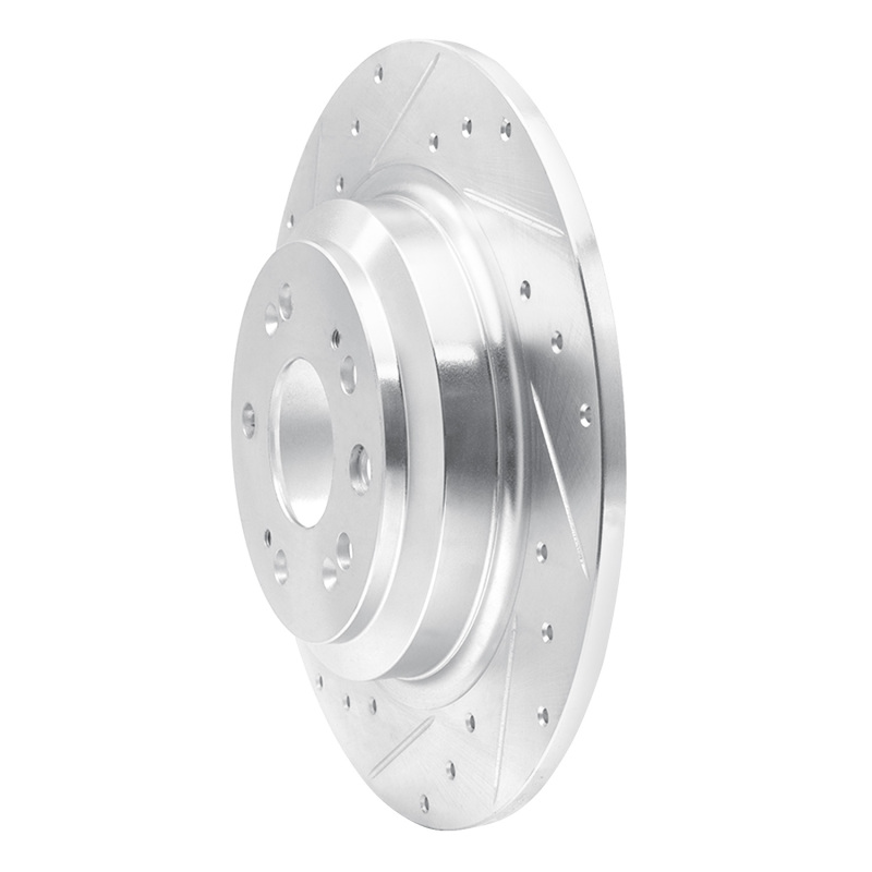 Acura TL Brake Rotor (1) - Rear Left - R1 Concepts - Drilled & Slotted - Silver - `09-`14
